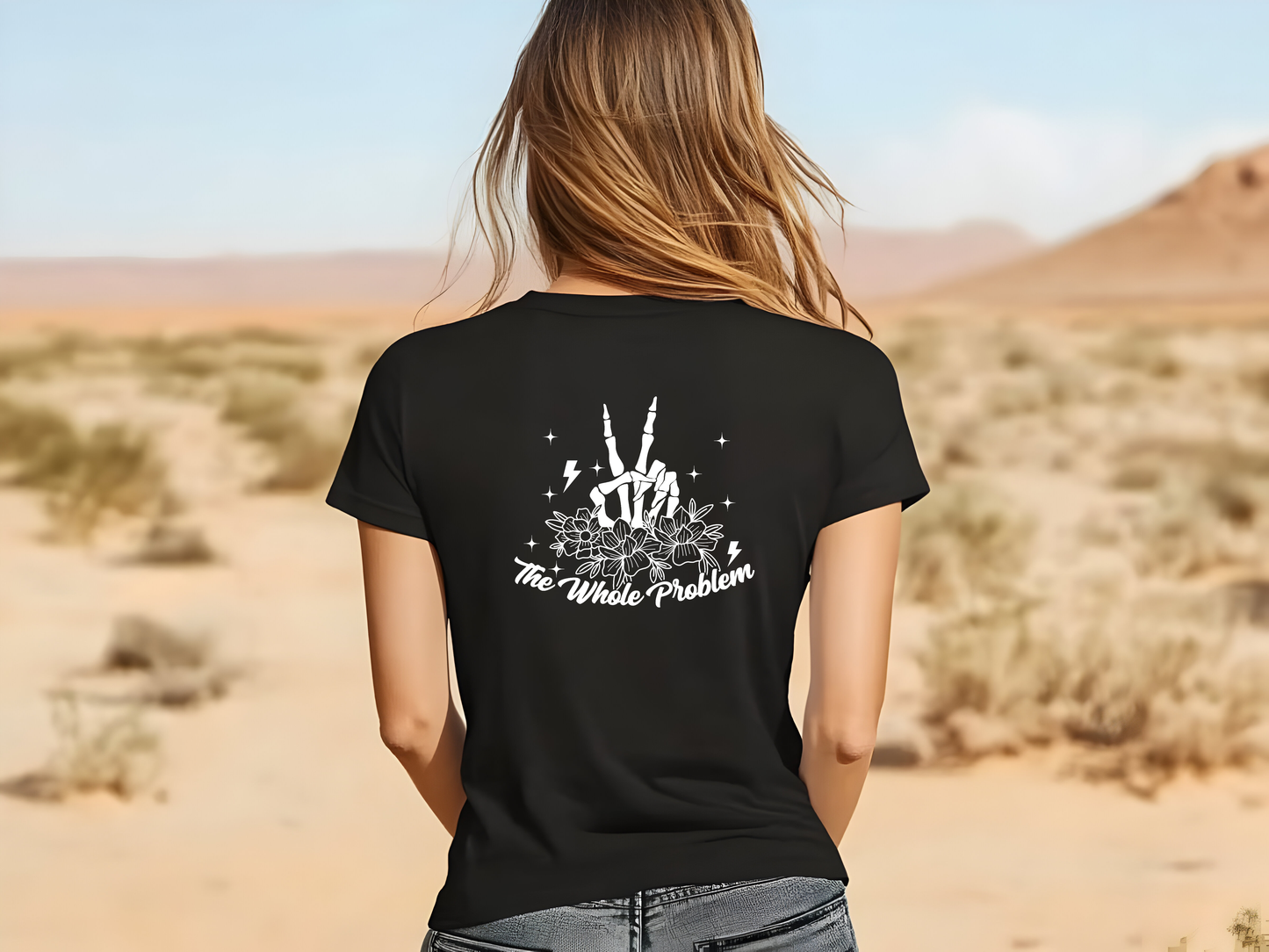 Women's Tee - Funny Quote 'Don't be Part of the Problem, be the Whole Problem' with Skull and Peace Sign Design