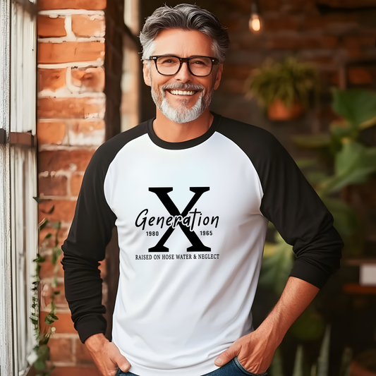 Gen - X Unisex Baseball Tee, Retro Style Shirt, Vintage-Inspired Apparel, Unique Graphic Tee, Nostalgic Fashion