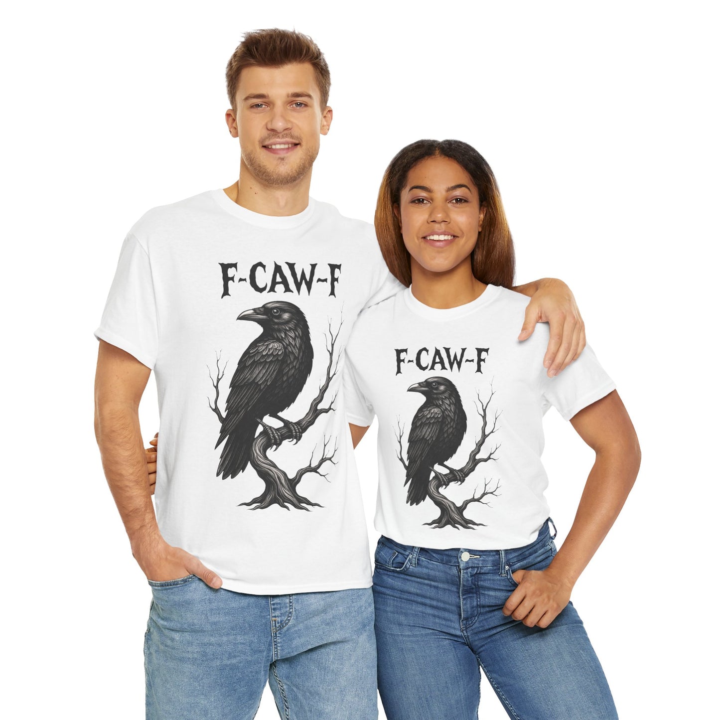 Gothic Raven Tee, F-CAW-F Shirt, Unisex Cotton Tee, Casual Wear, Halloween Apparel