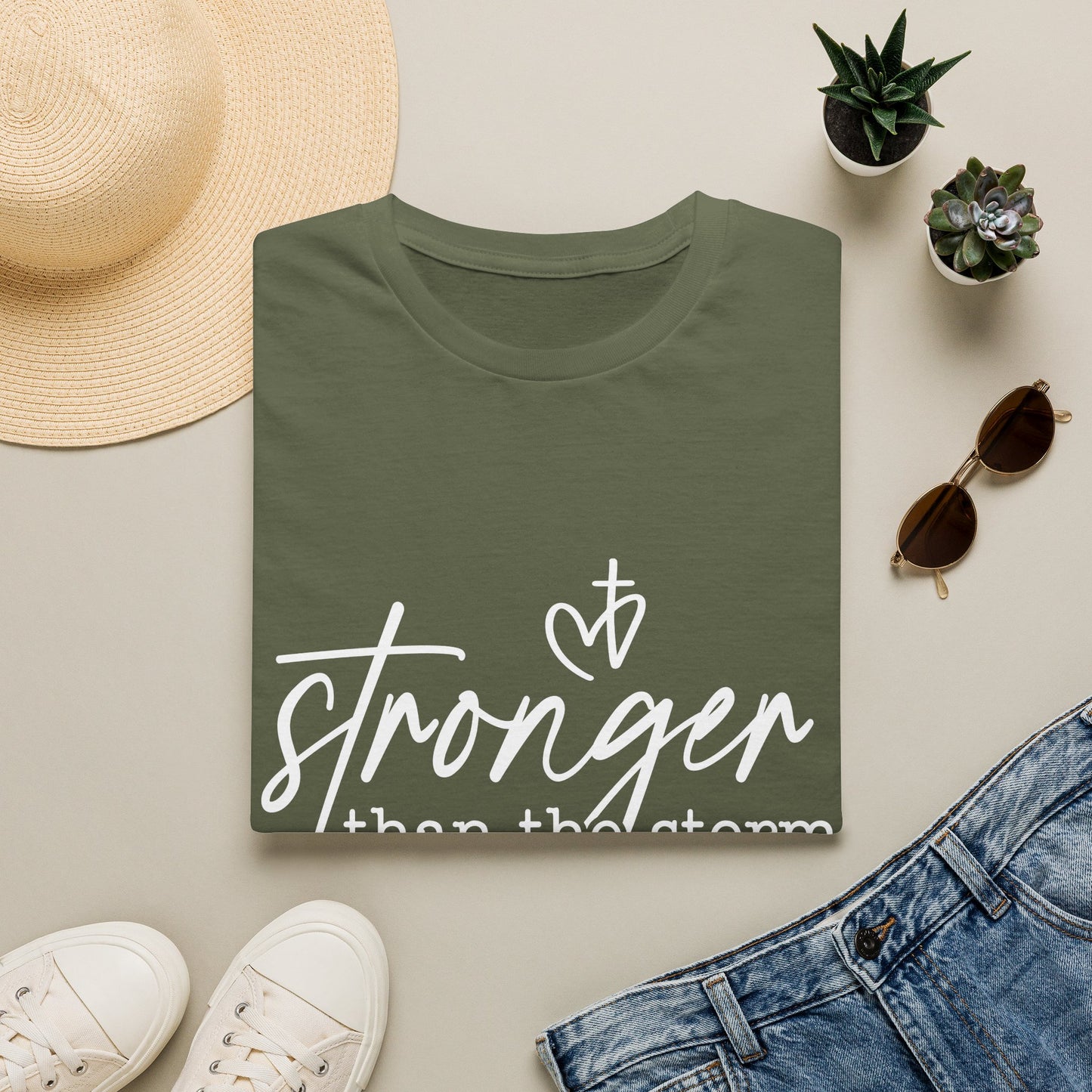 Stronger Than The Storm Tee — Inspirational Faith Graphic T-Shirt