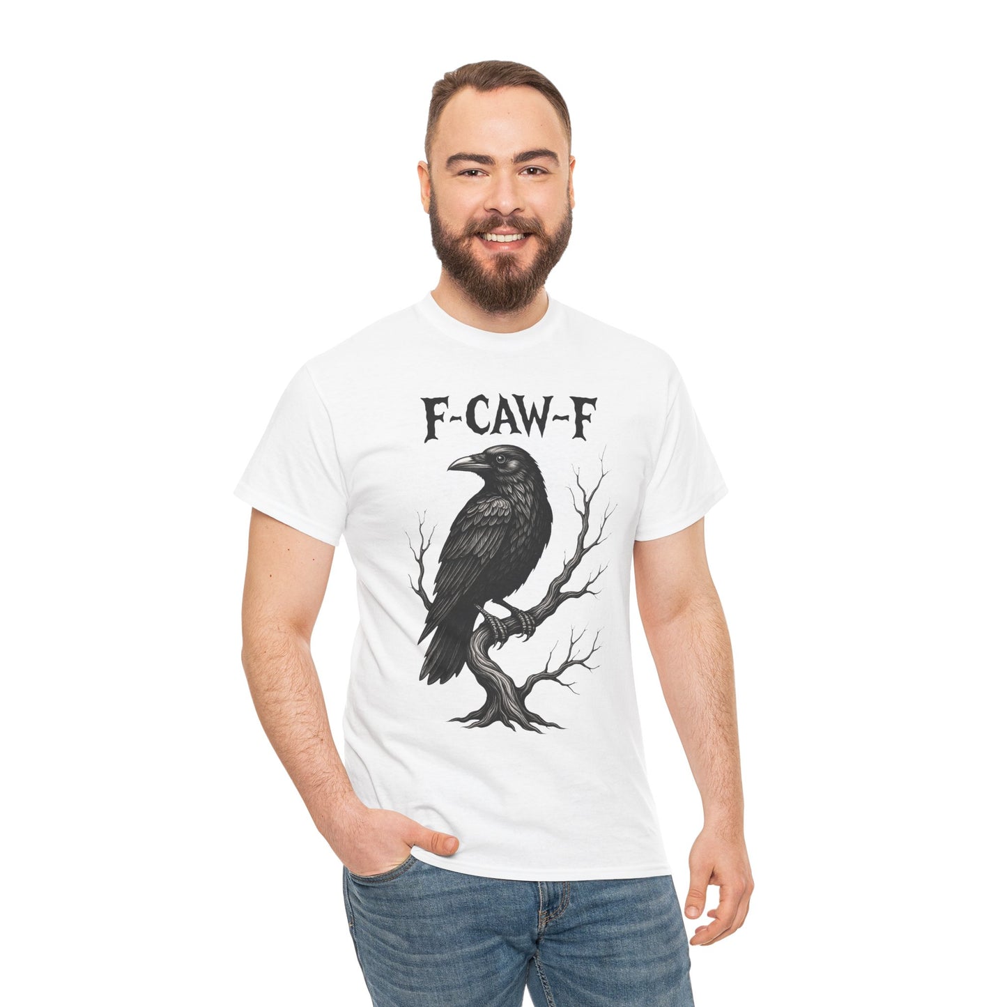 Gothic Raven Tee, F-CAW-F Shirt, Unisex Cotton Tee, Casual Wear, Halloween Apparel