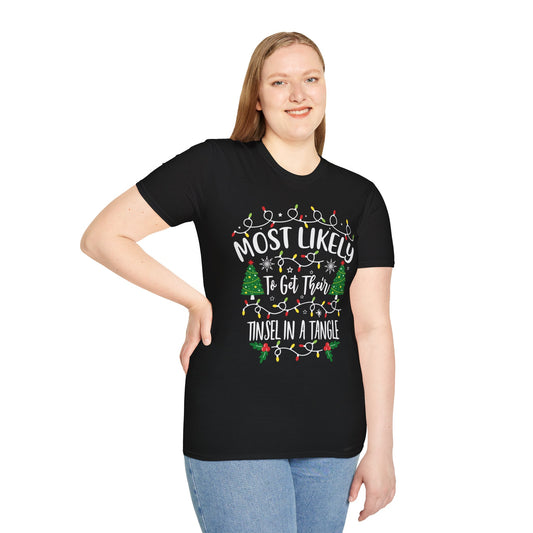 Cute Christmas T-Shirt - 'Most Likely to Get Their Tinsel in a Tangle'