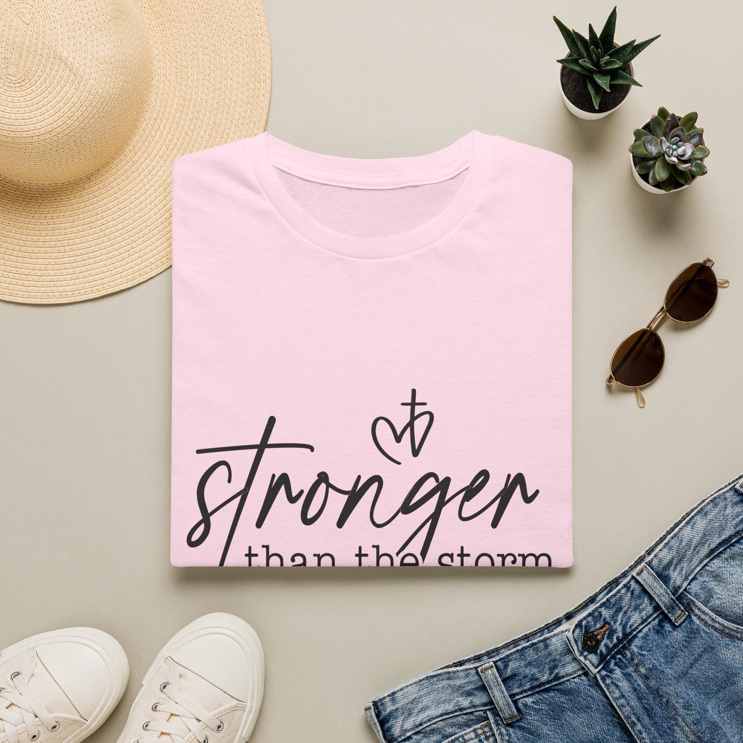 Stronger Than The Storm Tee — Inspirational Faith Graphic T-Shirt