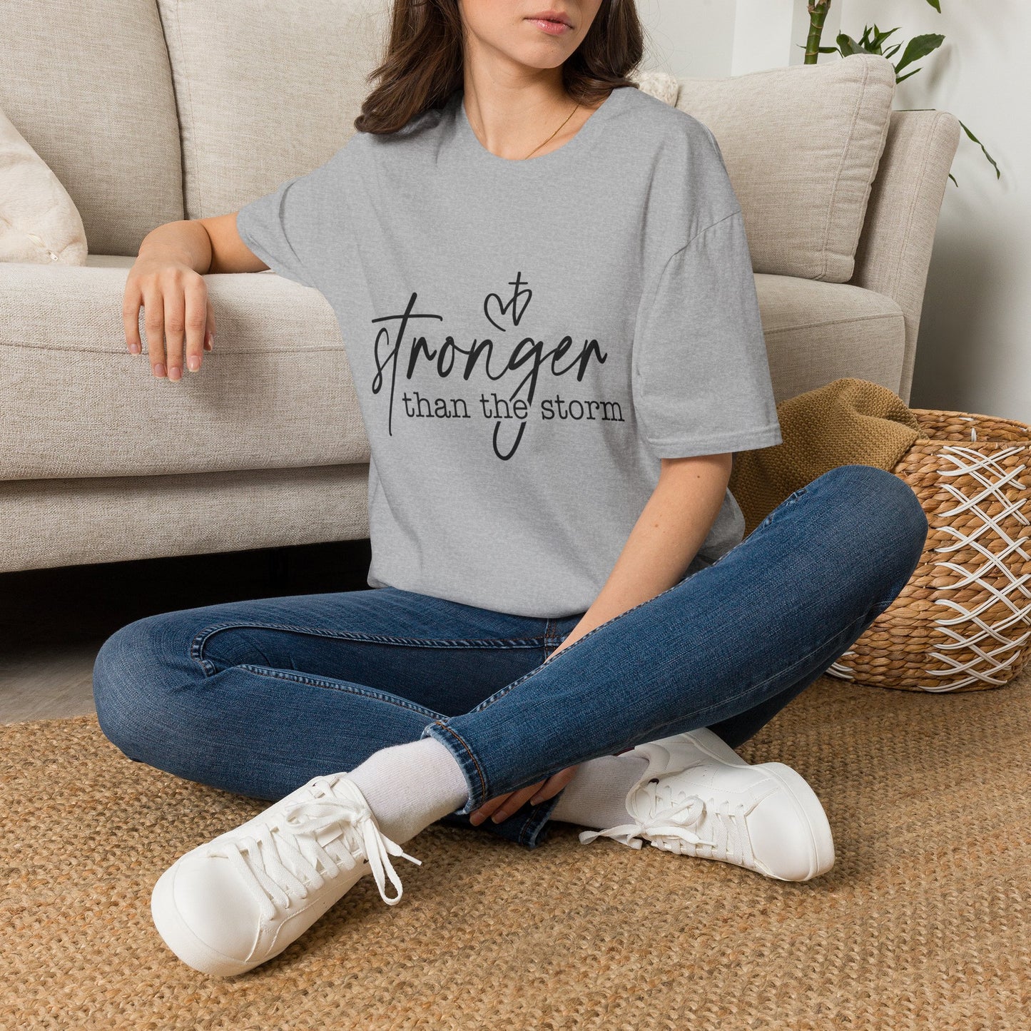 Stronger Than The Storm Tee — Inspirational Faith Graphic T-Shirt