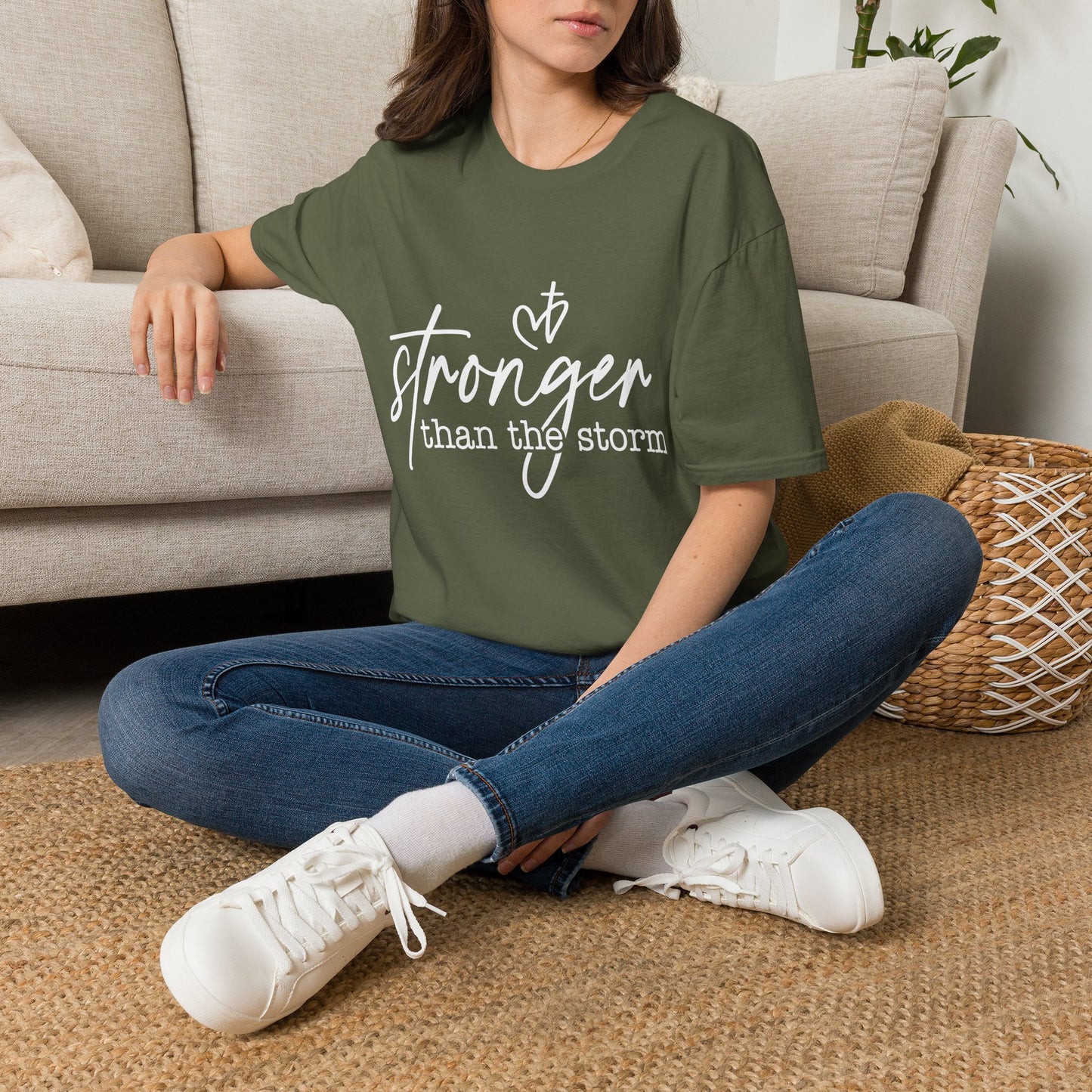 Stronger Than The Storm Tee — Inspirational Faith Graphic T-Shirt