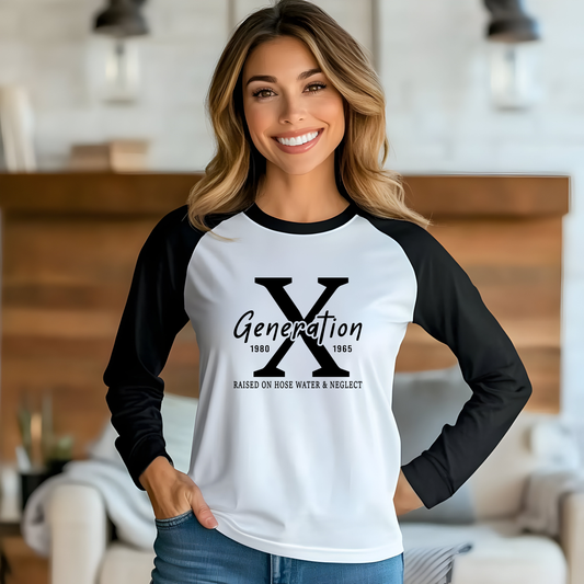 Gen - X Unisex Baseball Tee, Retro Style Shirt, Vintage-Inspired Apparel, Unique Graphic Tee, Nostalgic Fashion