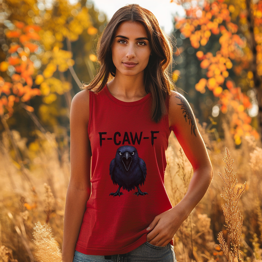 F-Caw-F Women's Racerback Tank Top, Casual Wear, Funny Graphic Tee