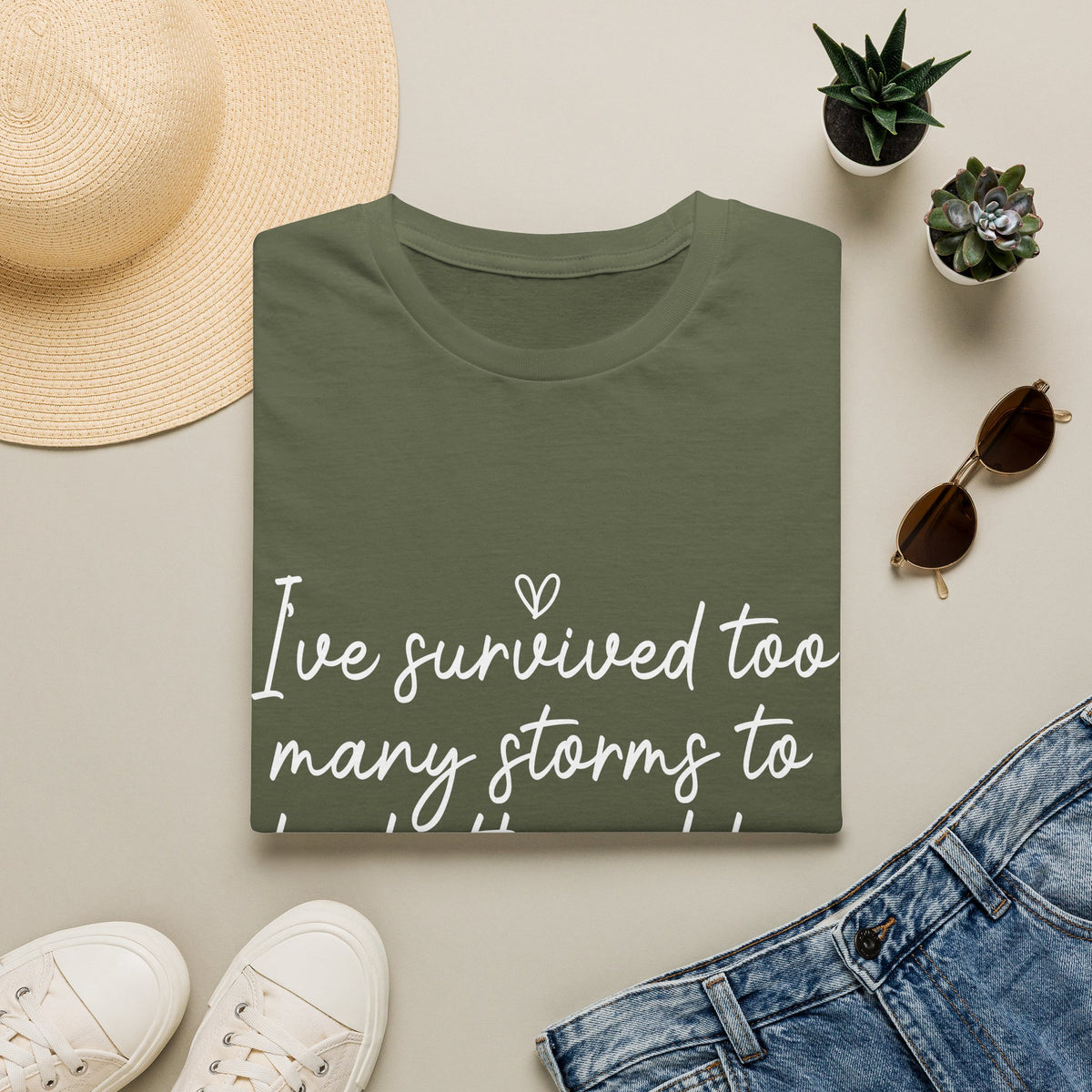 "I've Survived Too Many Storms" Comfort Tee - Inspirational Quote T-Shirt