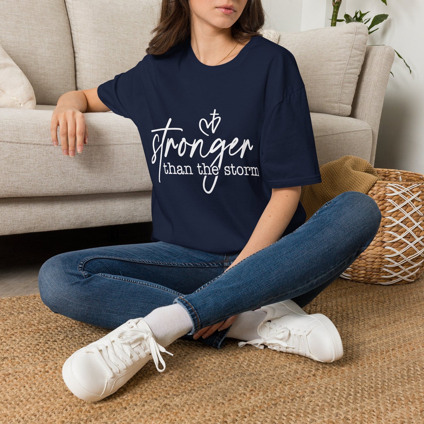 Stronger Than The Storm Tee — Inspirational Faith Graphic T-Shirt