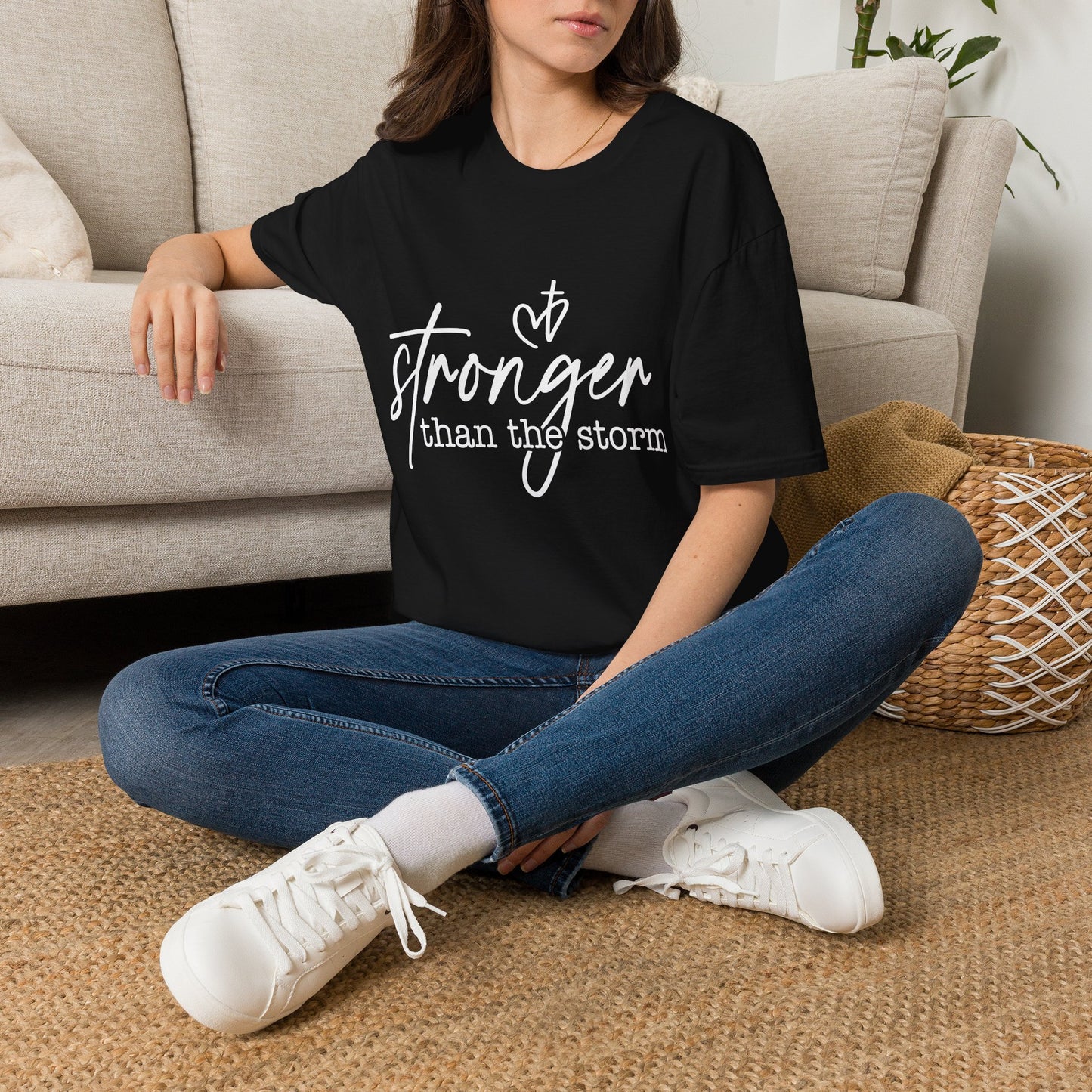 Stronger Than The Storm Tee — Inspirational Faith Graphic T-Shirt