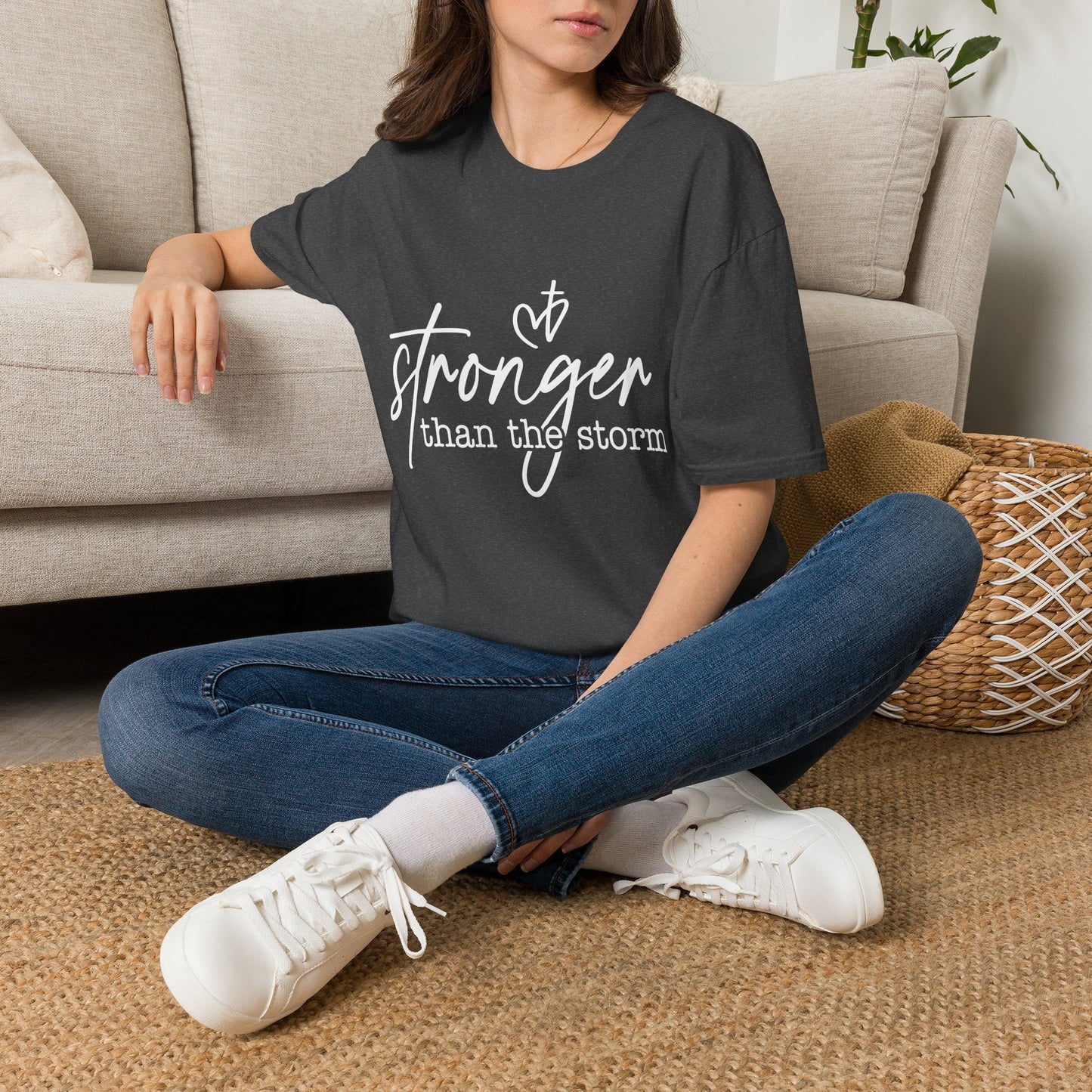 Stronger Than The Storm Tee — Inspirational Faith Graphic T-Shirt
