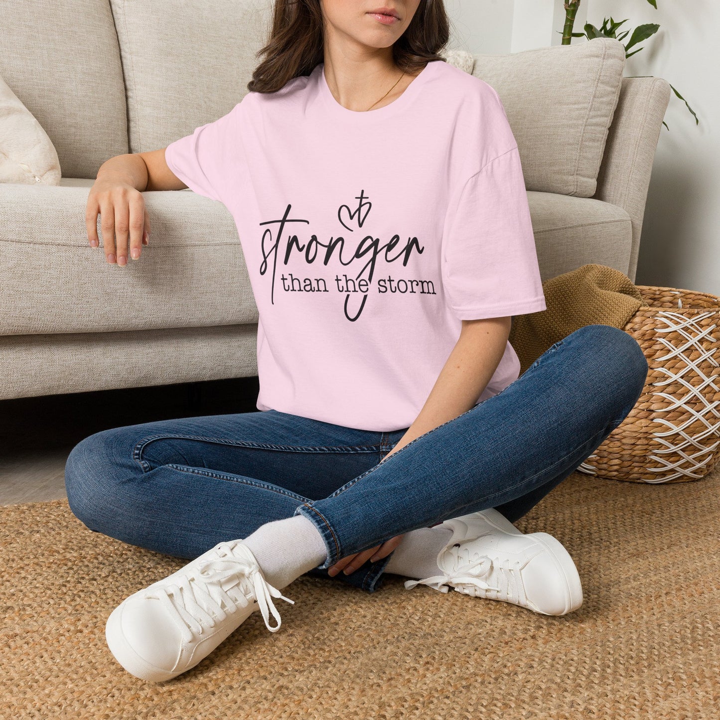 Stronger Than The Storm Tee — Inspirational Faith Graphic T-Shirt