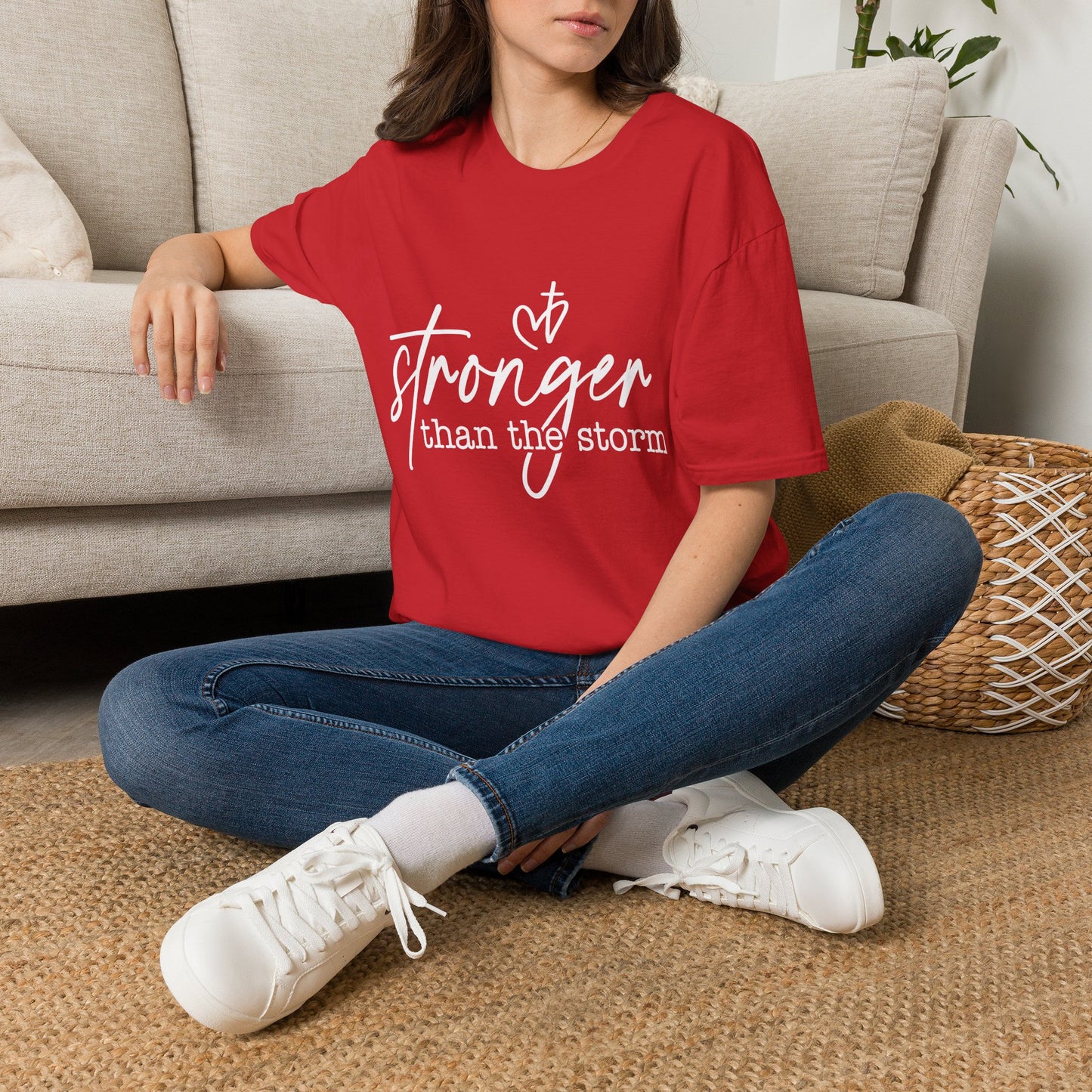 Stronger Than The Storm Tee — Inspirational Faith Graphic T-Shirt