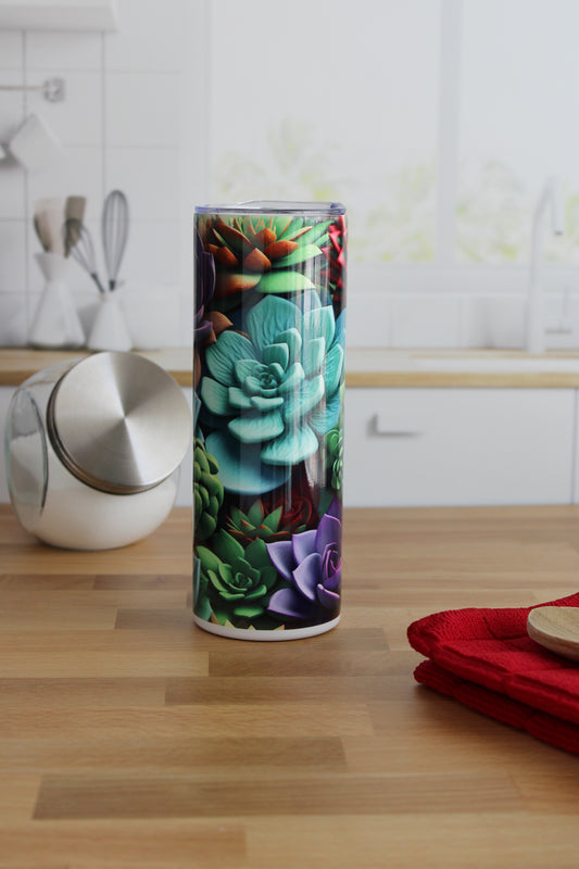 20 oz Skinny Stainless Tumbler (RTS) - 3D Succulent